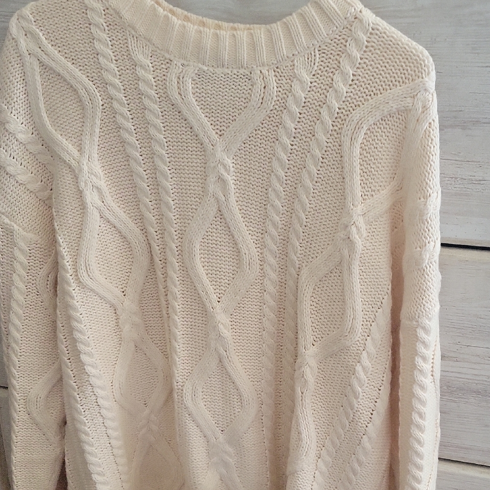 Amazon Cream Cable Knit Sweater